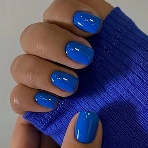 Nails Blue Press On Nails, Square Medium Fake Nails, Acrylic Press On Gel